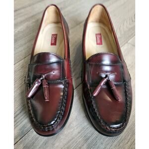 Bass Harrison Mens 11.5EE Slip On Tassel Loafers Dress Shoes Burgundy Leather